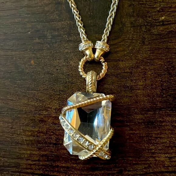 Designer crystal clear rock statement Victorian necklace - Picture 1 of 5
